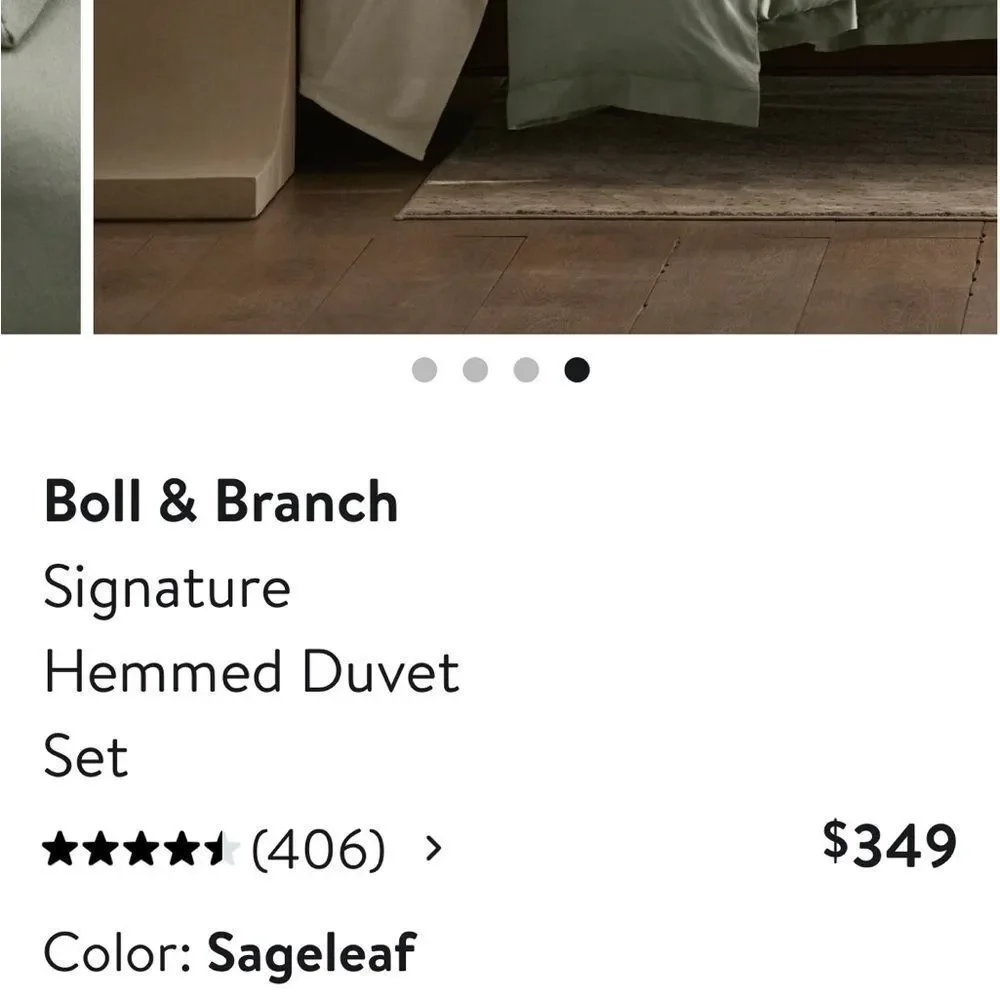 NWT Boll & Branch Signature Hemmed Duvet/Dust Bag sage leaf
